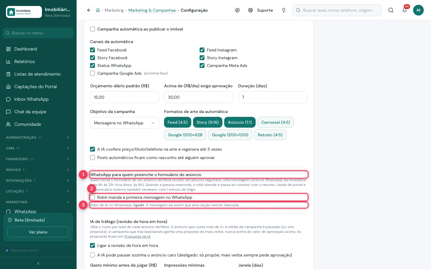 Robô manda a primeira mensagem no WhatsApp a quem preenche o formulário