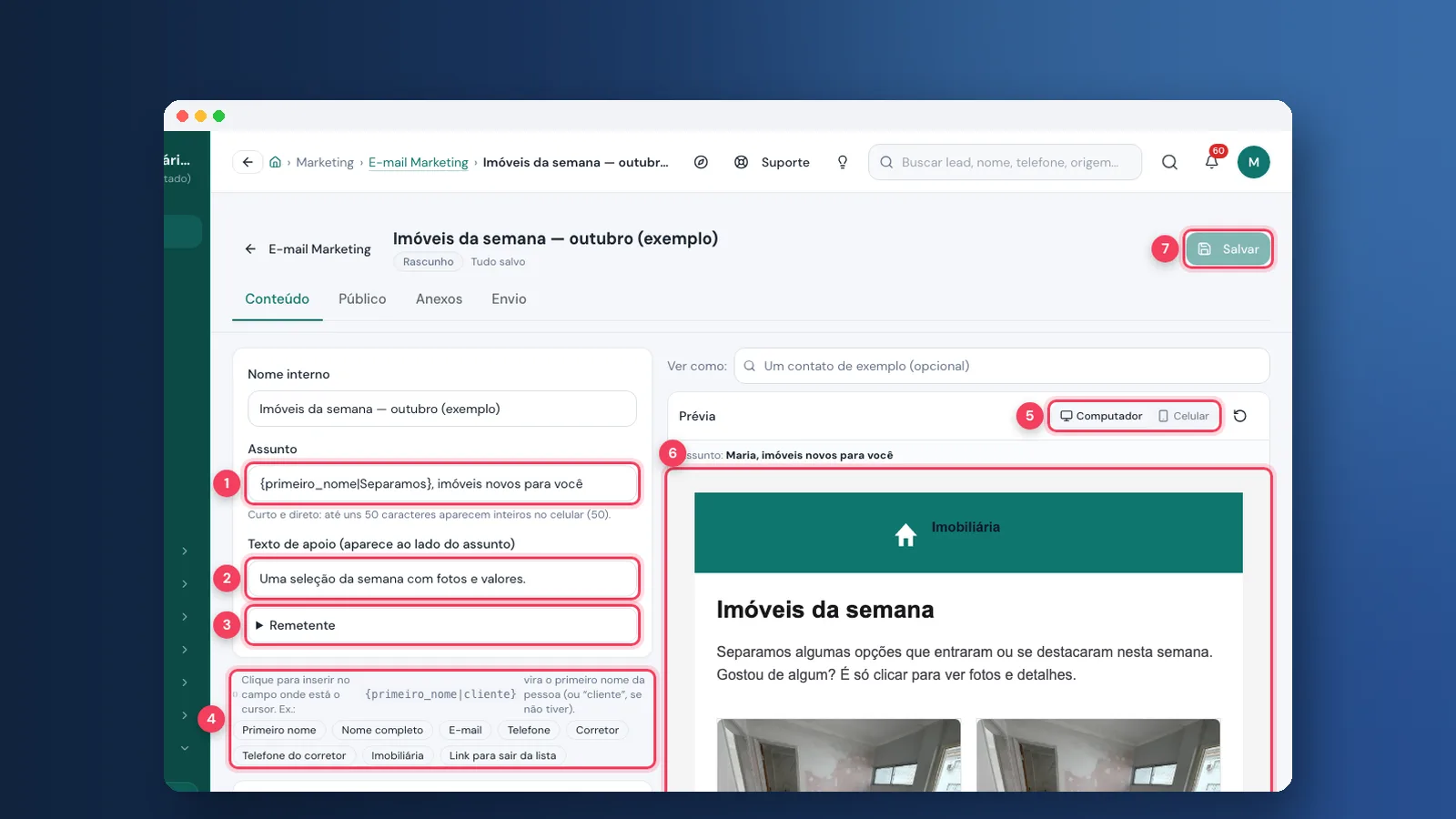 Tutorial: como criar uma campanha de e-mail com imóveis na Viniun