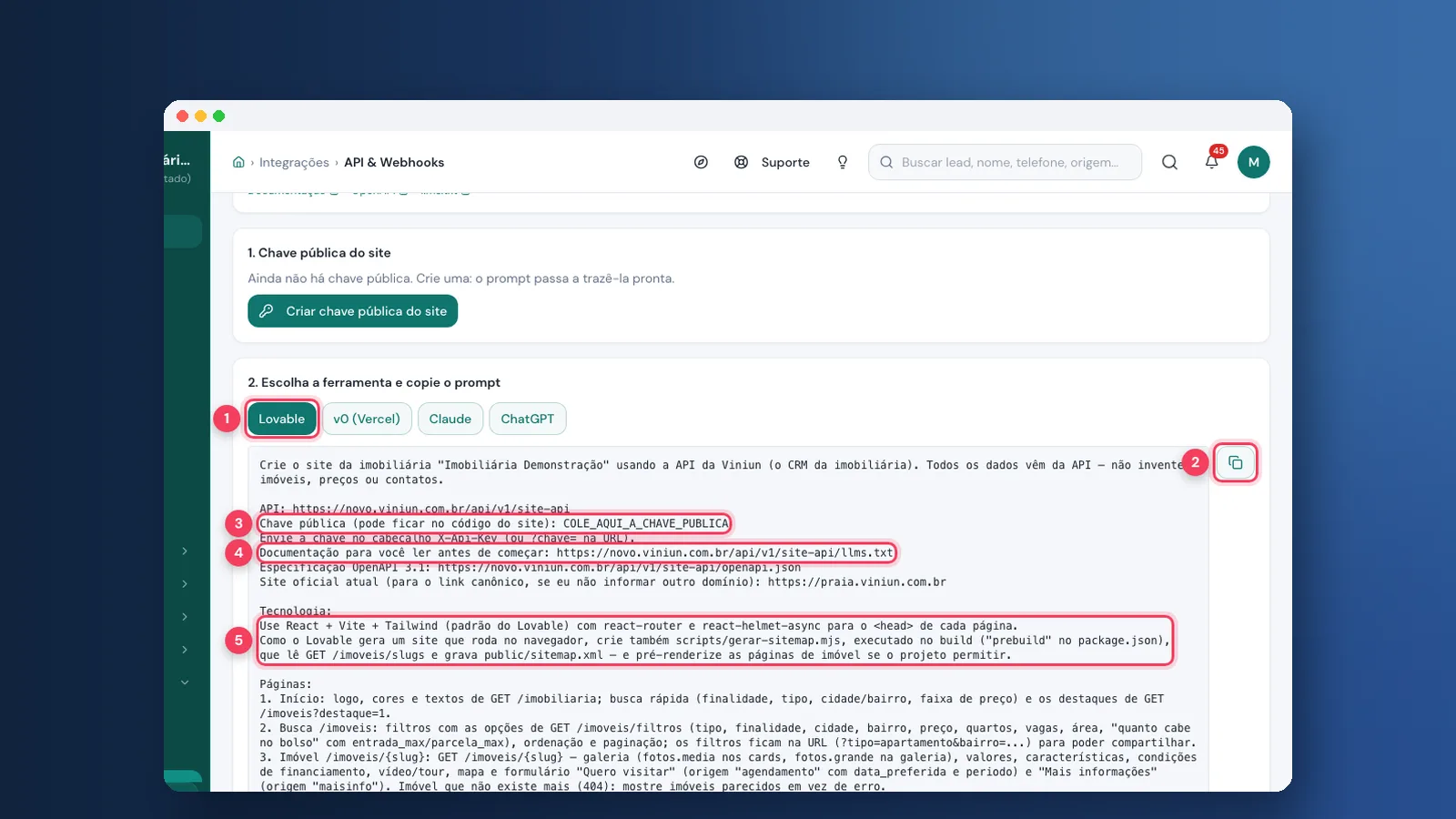 Tutorial: como criar um site com Lovable ligado à Viniun