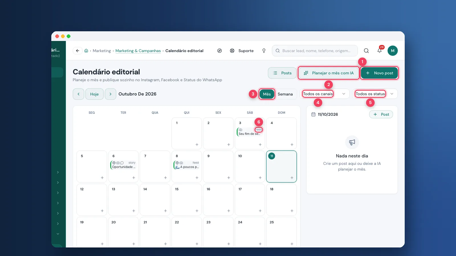 Tutorial: posts e calendário editorial na Viniun
