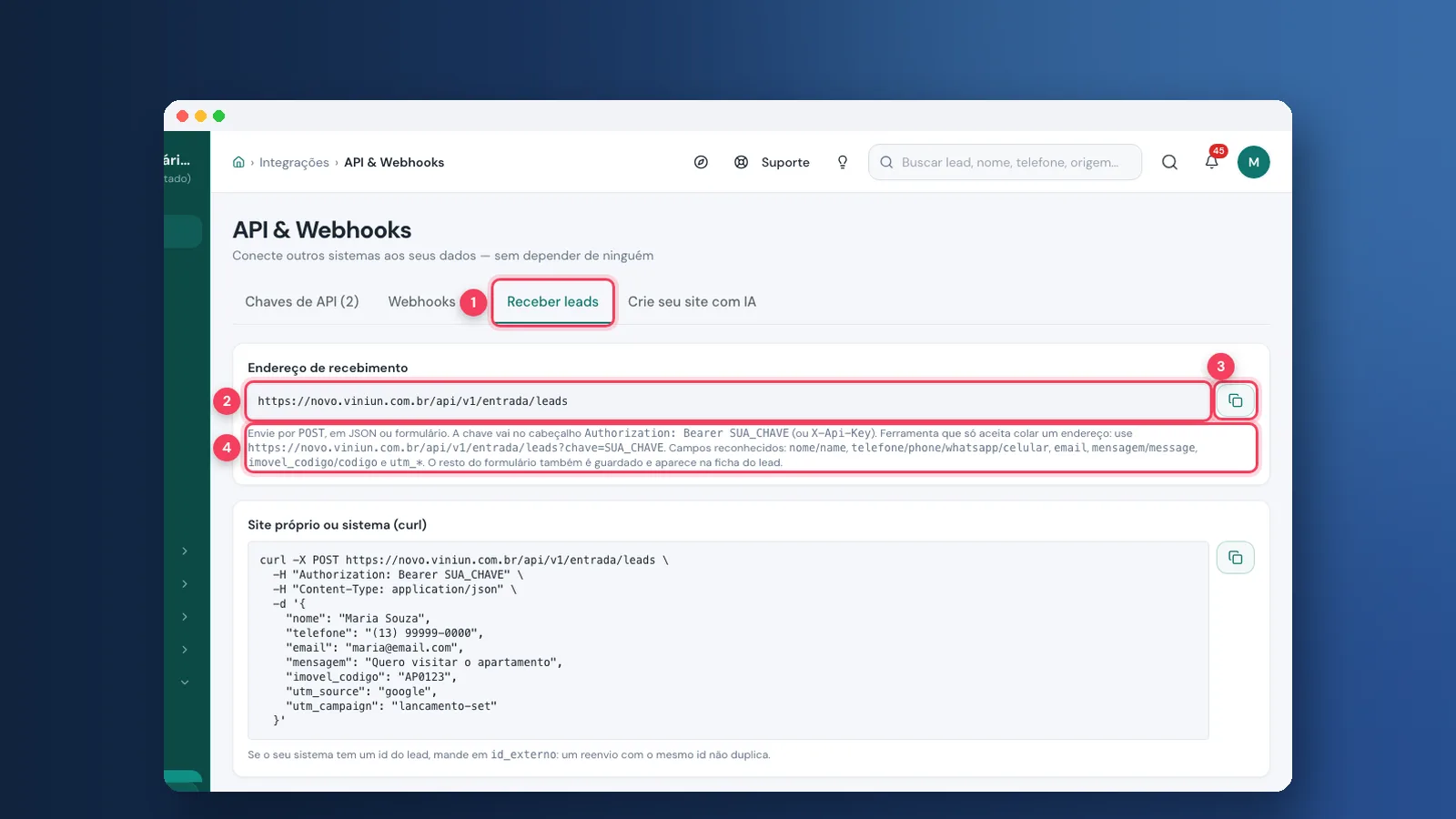 Tutorial: como receber leads de site externo na Viniun