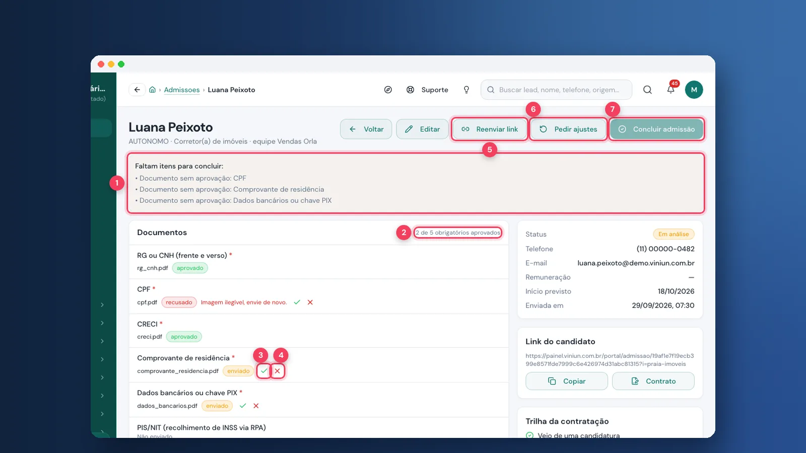 Tutorial: RH, recrutamento e admissão na Viniun