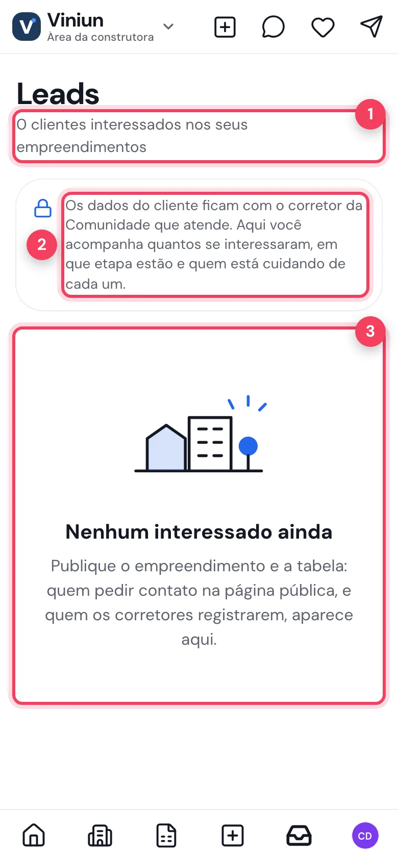 Leads da construtora sem dados do cliente