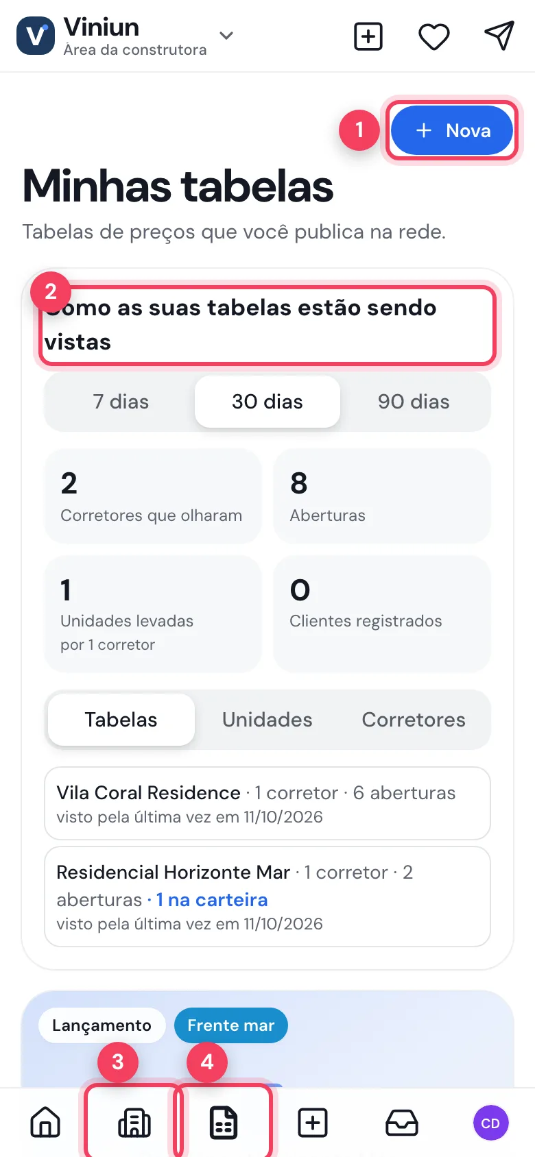 Minhas tabelas no celular