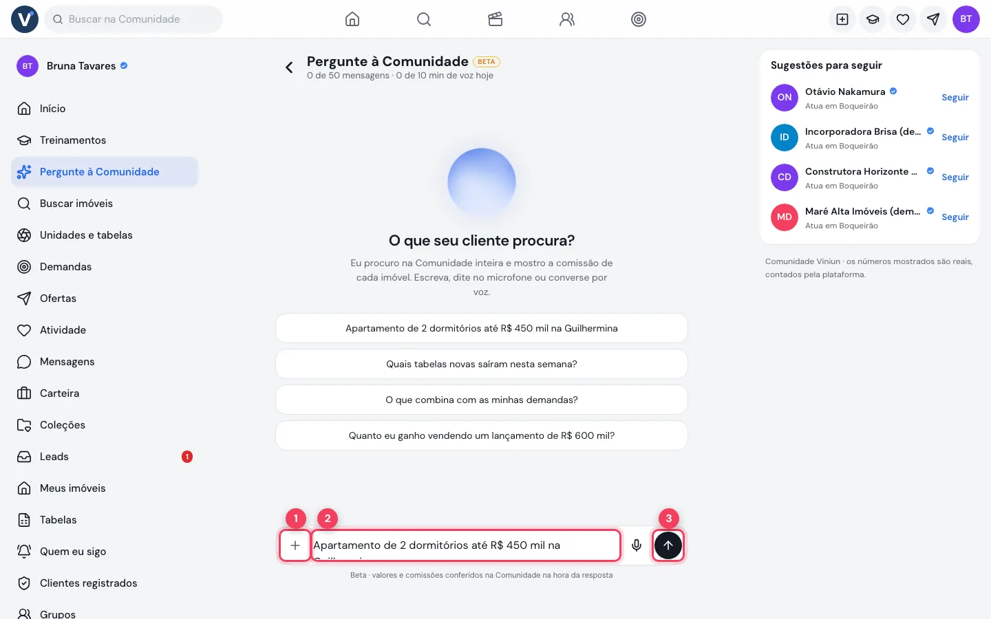 Caixa de pergunta preenchida no computador