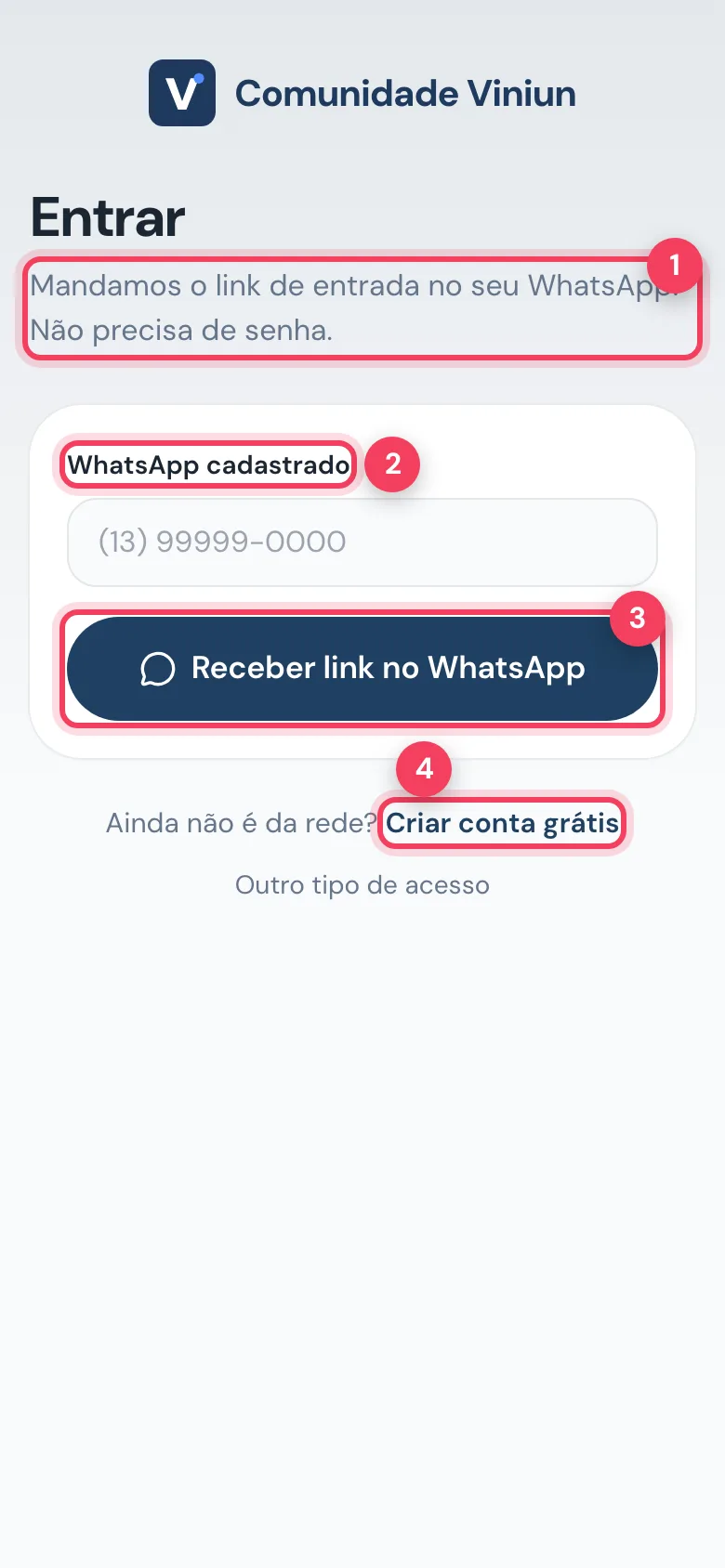 Tela Entrar da Comunidade com link pelo WhatsApp