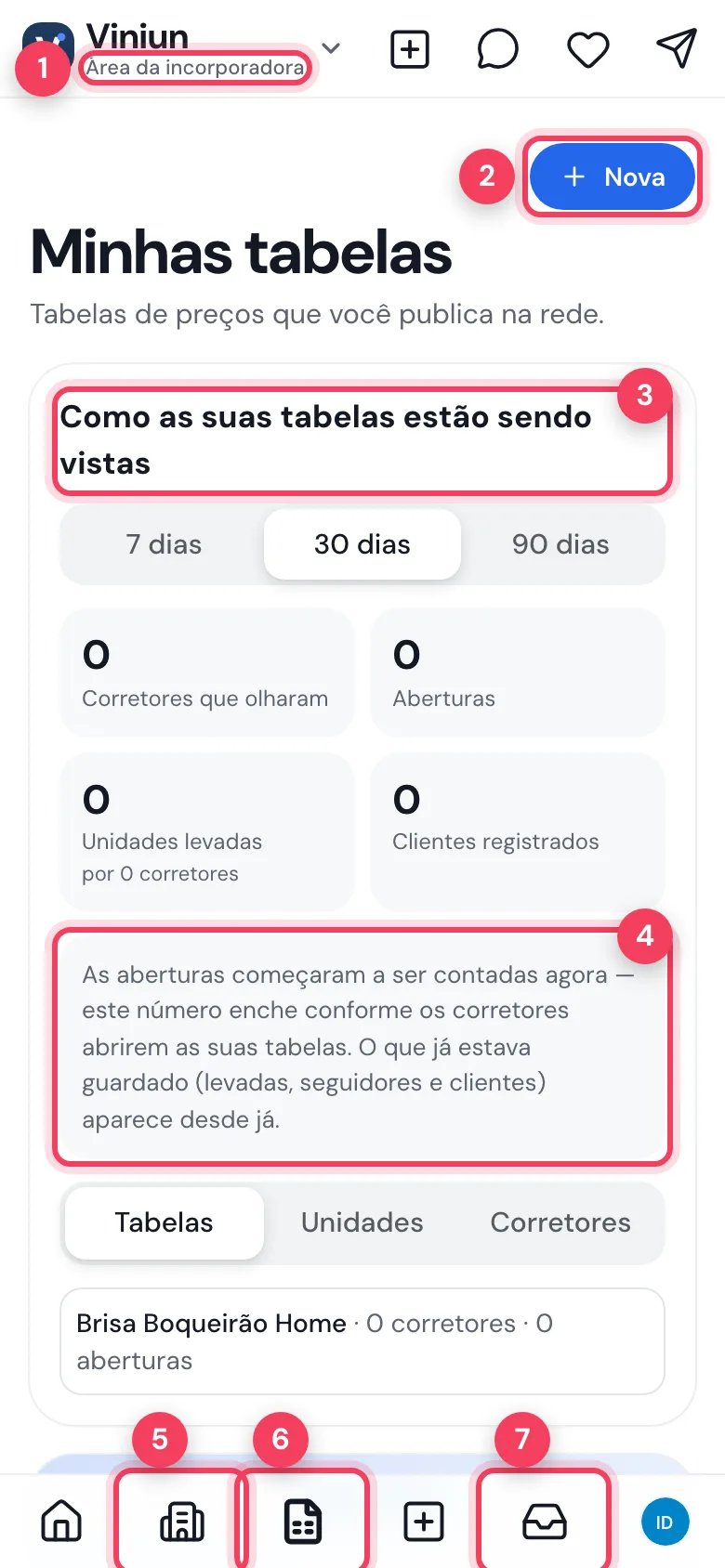 Tela inicial da incorporadora no celular