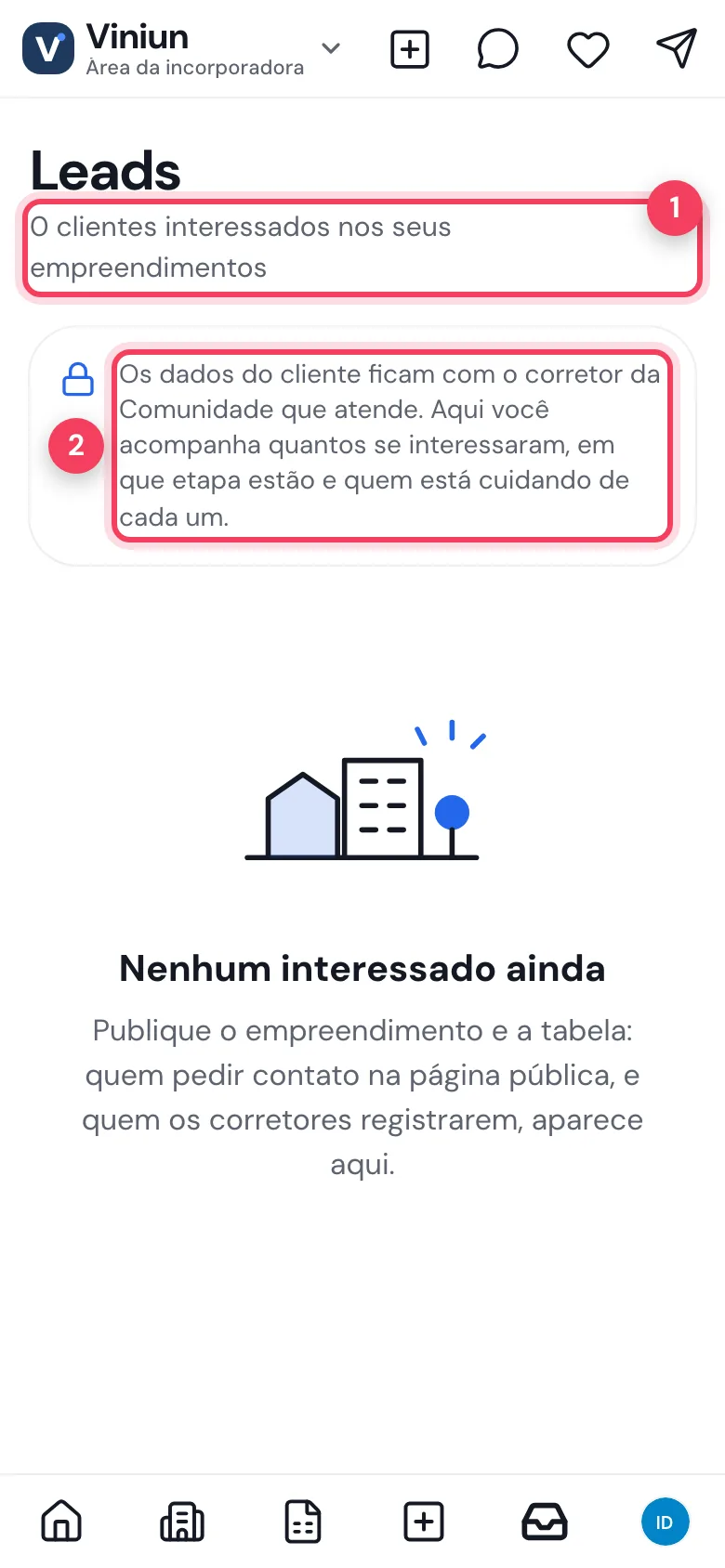 Leads da incorporadora no celular