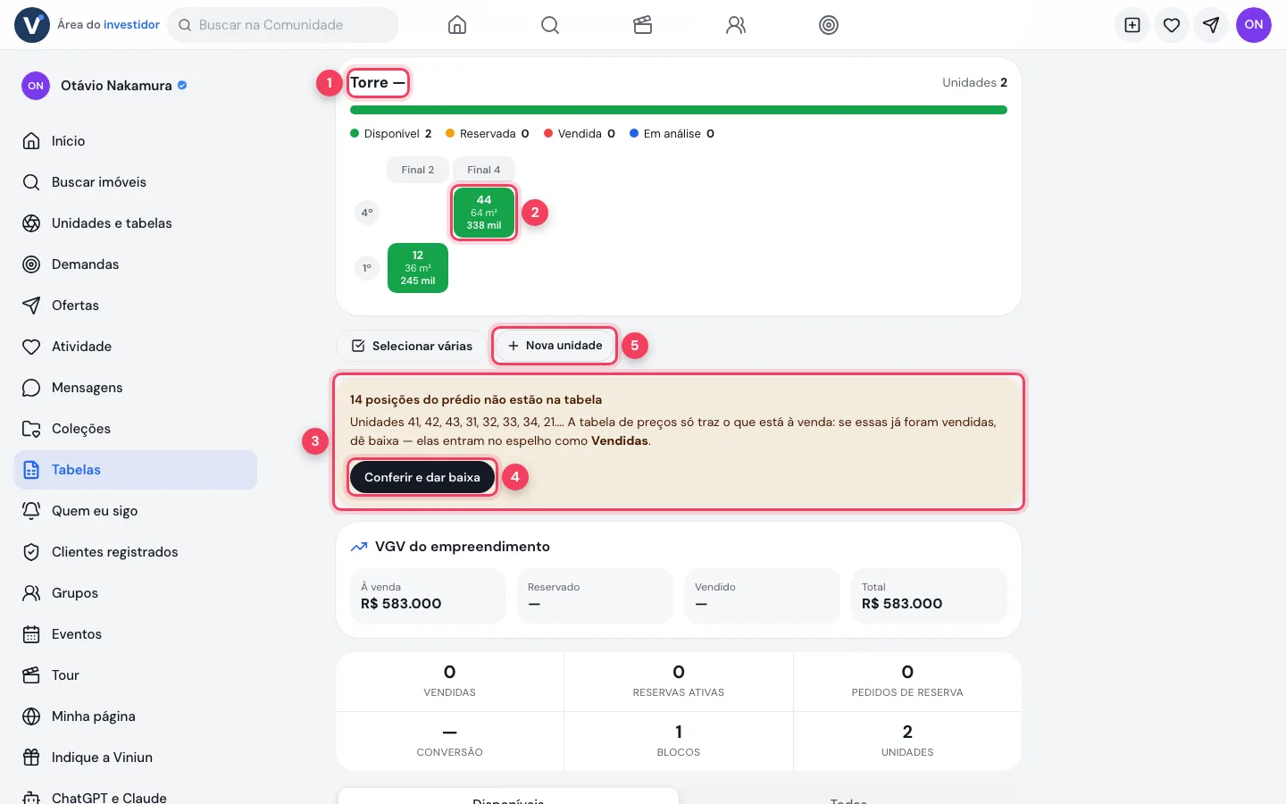 Espelho com Conferir e dar baixa