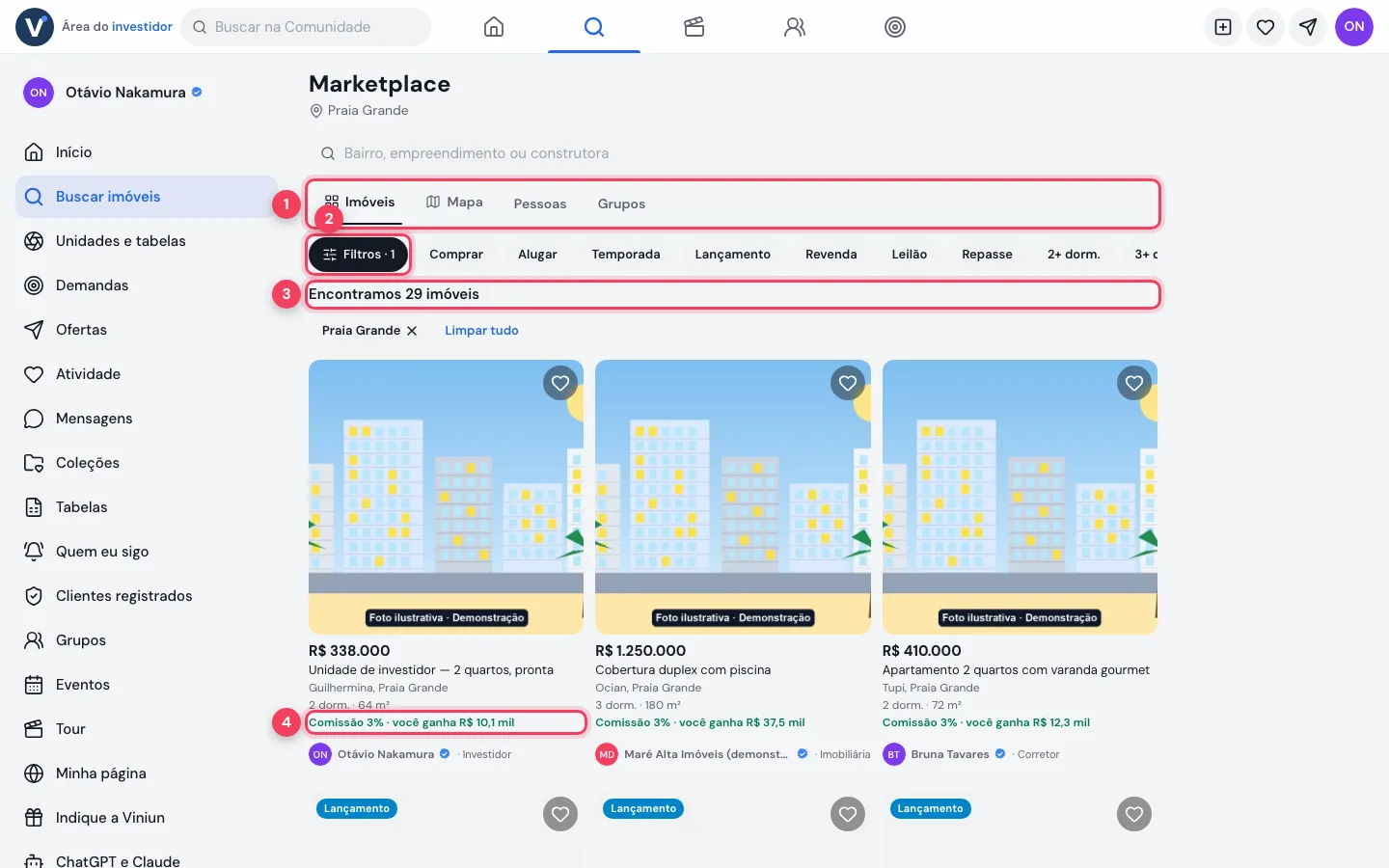 Marketplace Buscar imóveis no computador
