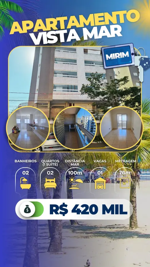 Apartamento Vista Mar Mirim - R$ 420 mil — foto 1