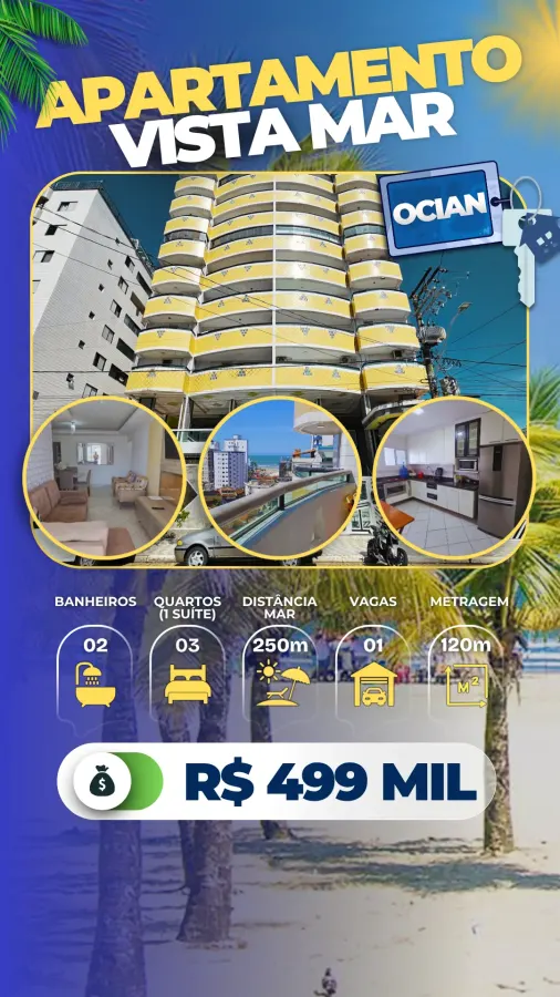 Apartamento Vista Mar Ocian - R$ 499 mil — foto 1