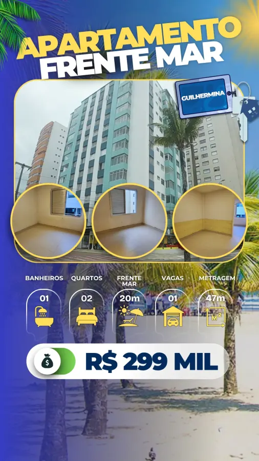 Apartamento Frente Mar Guilhermina - R$ 299 mil — foto 1