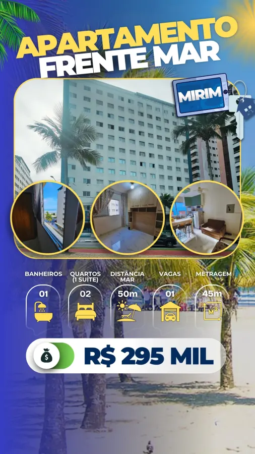 Apartamento Frente Mar Mirim - R$ 295 mil — foto 1