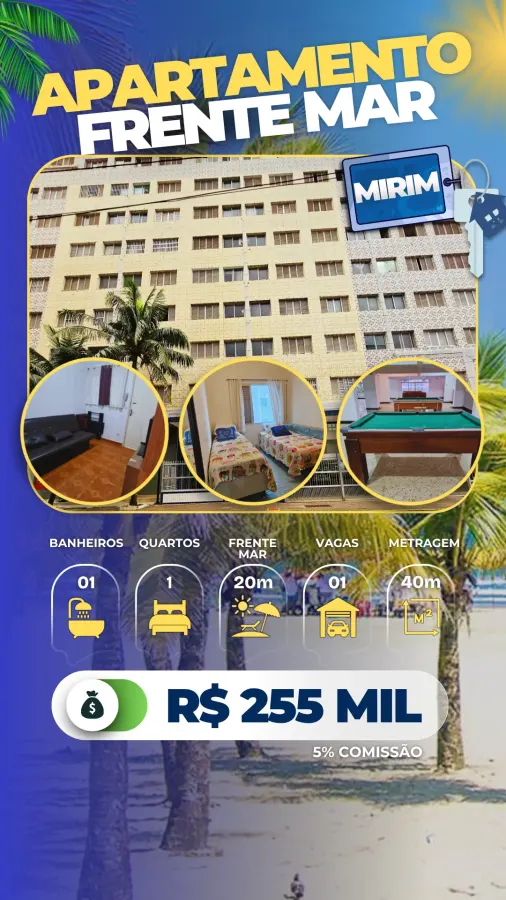 Apartamento Frente Mar Mirim - R$ 255 mil — foto 1