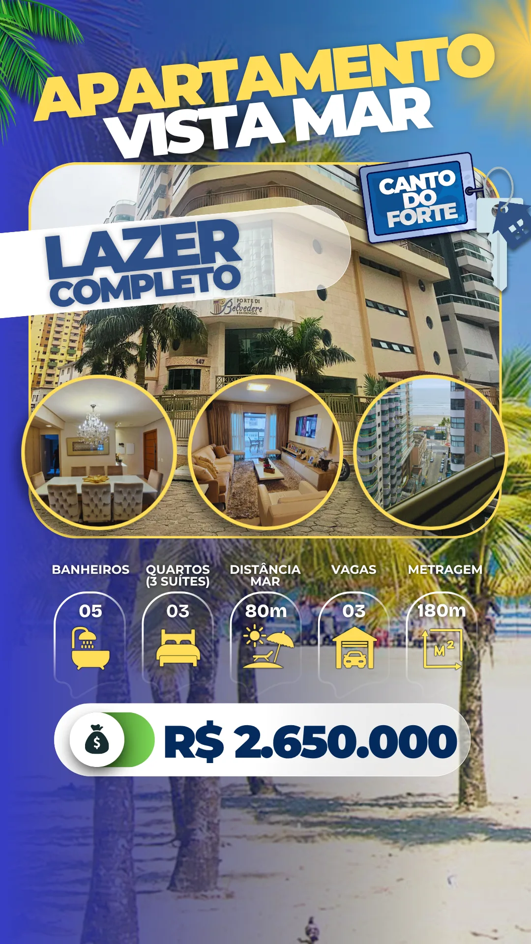 Apartamento Vista Mar Canto do Forte - R$ 2,65 mi — foto 1