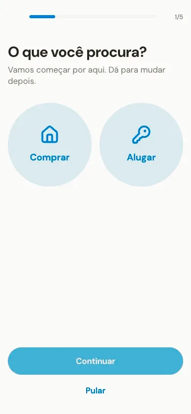 Primeiro acesso: o que você procura, comprar ou alugar