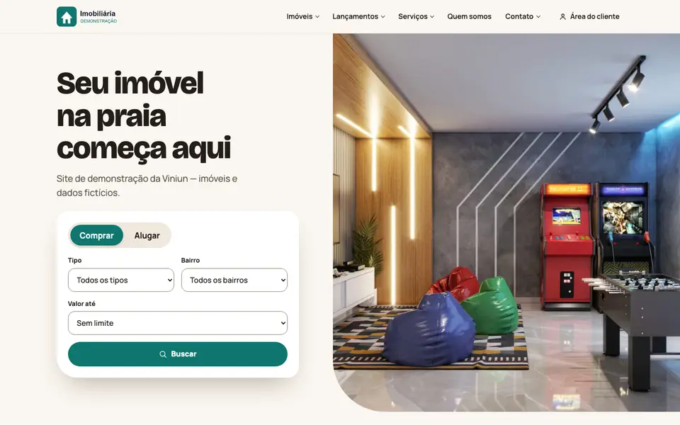 Modelo Dividido: página inicial no computador