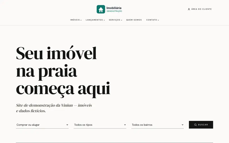 Modelo Essencial: página inicial no computador