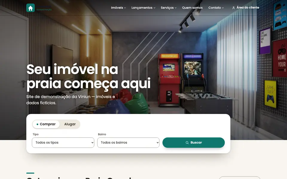 Modelo Horizonte: página inicial no computador