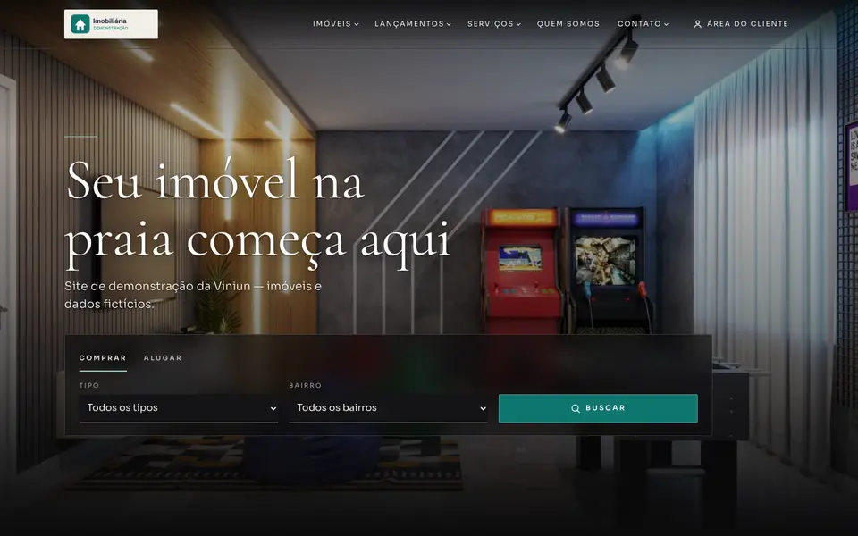 Modelo Noturno: página inicial no computador