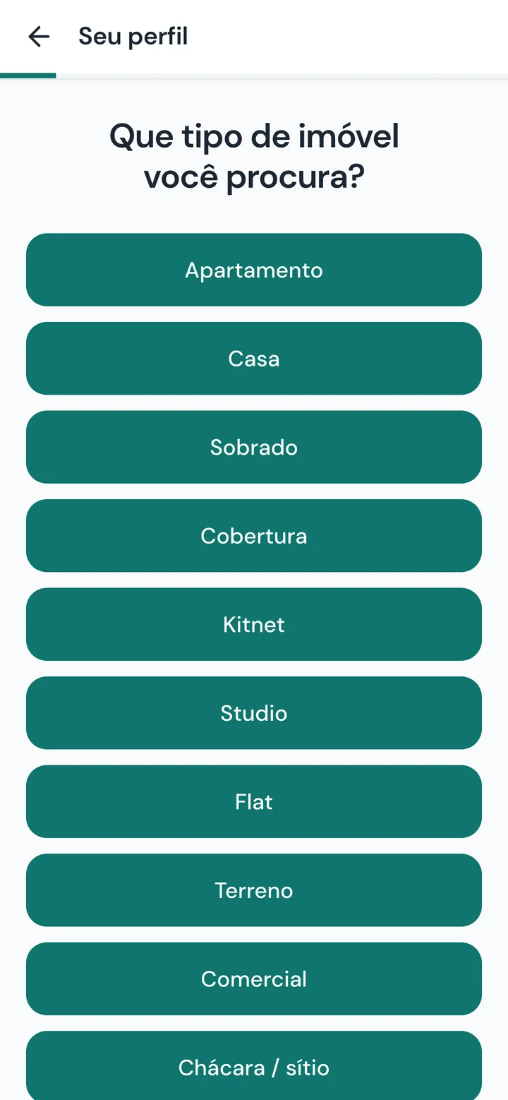 Tela 02: Que tipo de imóvel você procura?