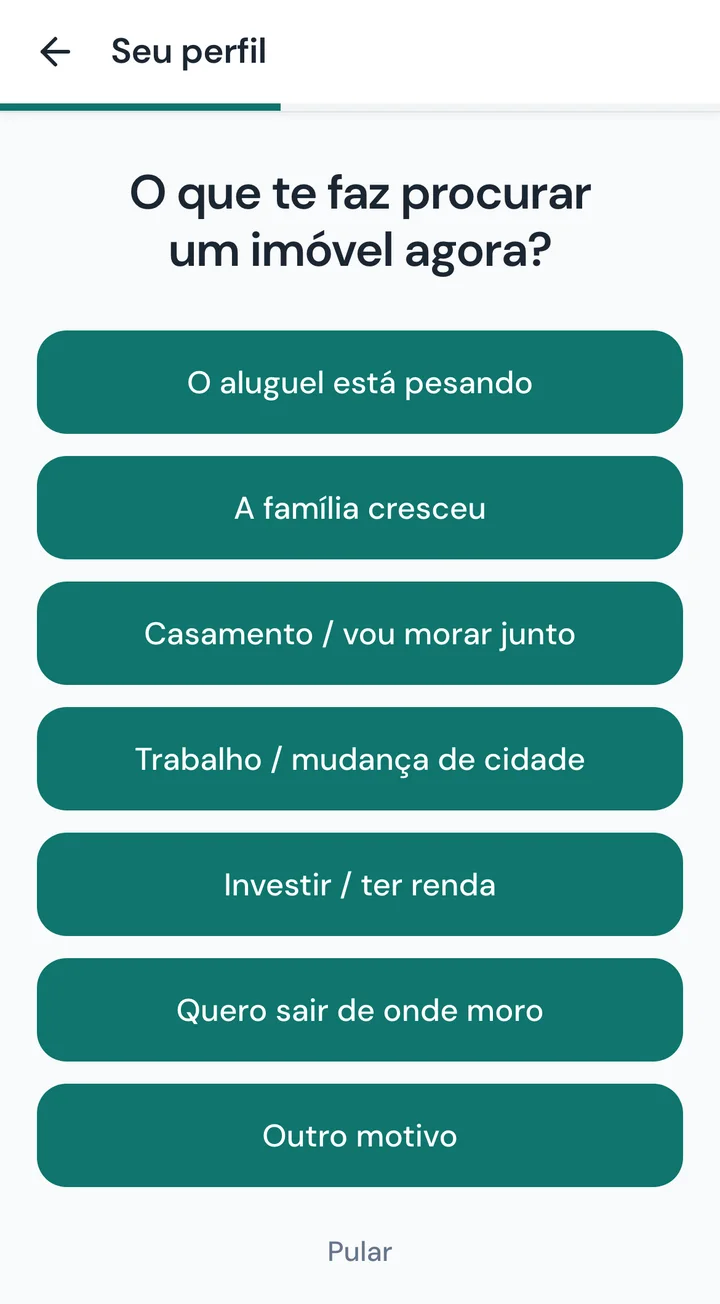 Tela 07: O que te faz procurar um imóvel agora?