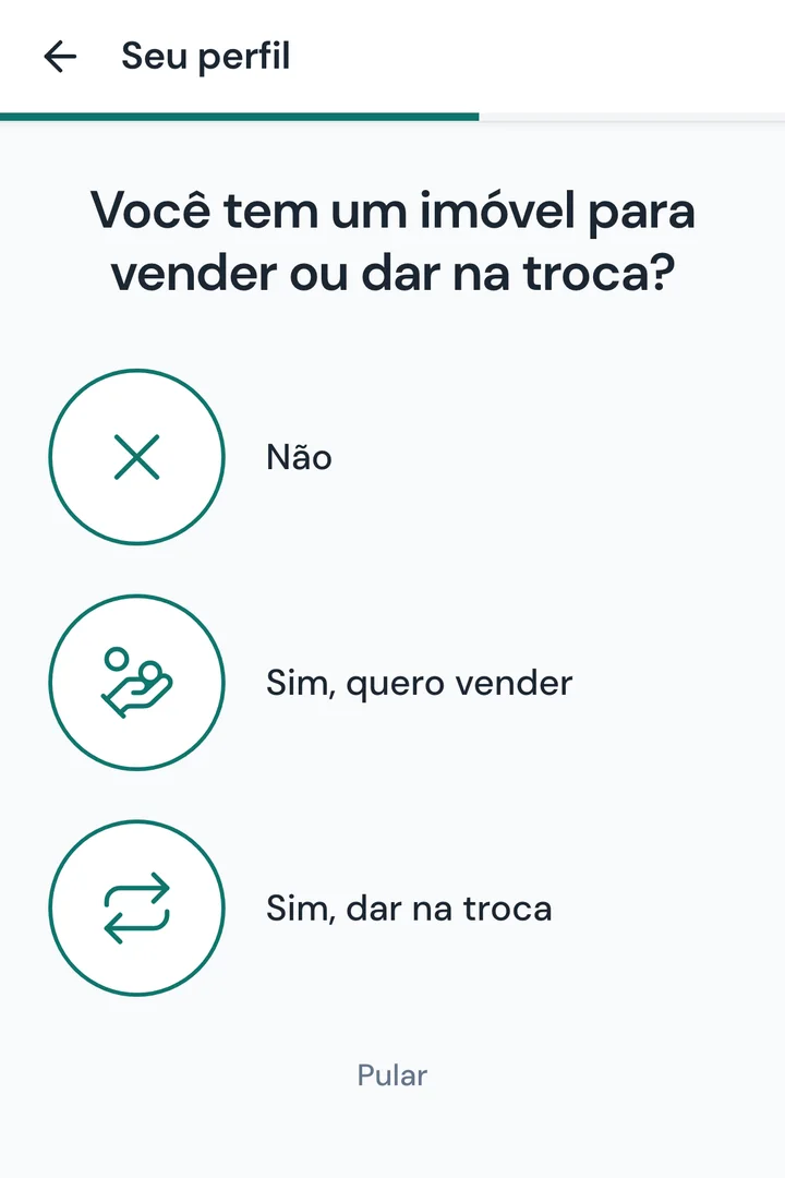 Tela 11: Tem um imóvel para vender ou dar na troca?