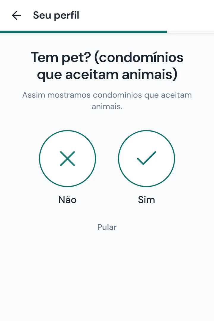Tela 14: Tem pet?