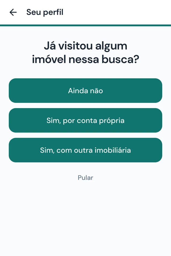 Tela 18: Já visitou algum imóvel nessa busca?