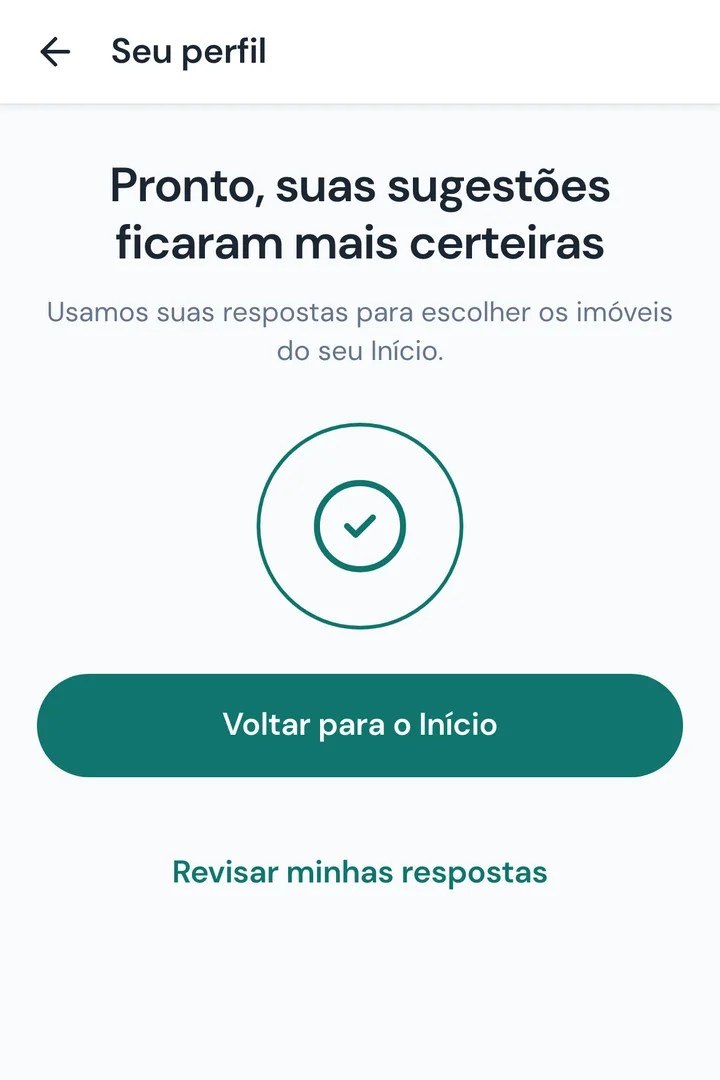 Tela 19: Pronto: as sugestões ficam mais certeiras
